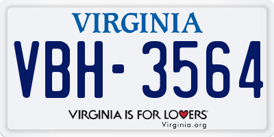 VA license plate VBH3564
