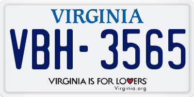 VA license plate VBH3565