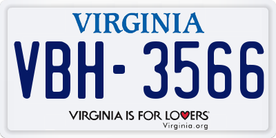VA license plate VBH3566