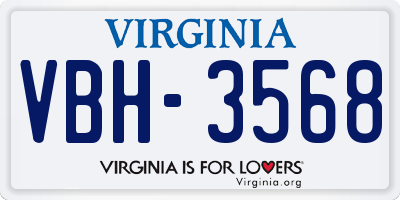 VA license plate VBH3568