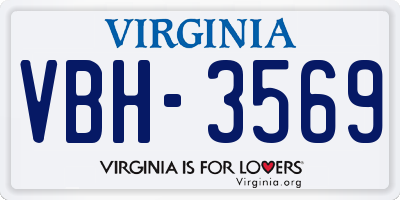 VA license plate VBH3569