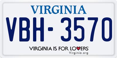 VA license plate VBH3570