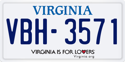 VA license plate VBH3571