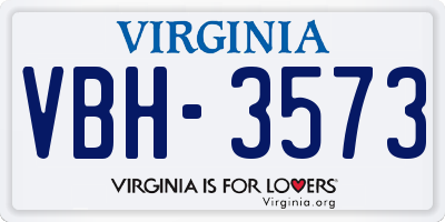 VA license plate VBH3573