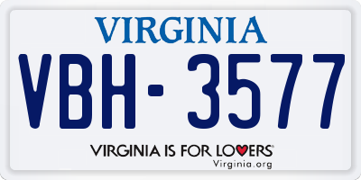 VA license plate VBH3577
