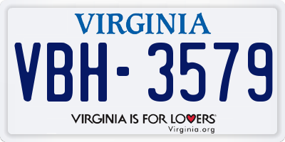 VA license plate VBH3579