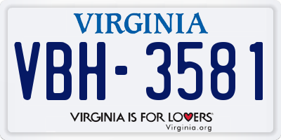 VA license plate VBH3581