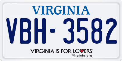 VA license plate VBH3582
