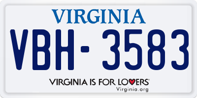 VA license plate VBH3583