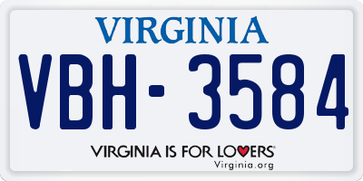VA license plate VBH3584