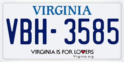 VA license plate VBH3585