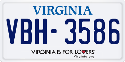 VA license plate VBH3586