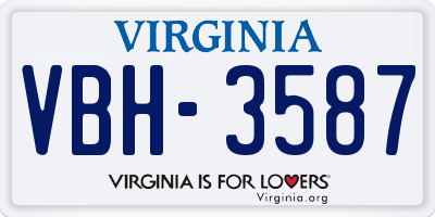 VA license plate VBH3587