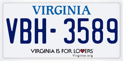 VA license plate VBH3589