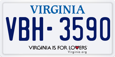 VA license plate VBH3590