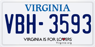 VA license plate VBH3593