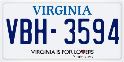 VA license plate VBH3594