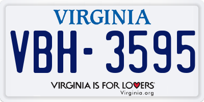 VA license plate VBH3595