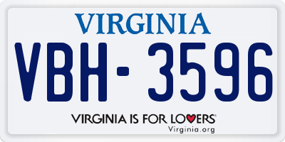 VA license plate VBH3596