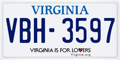 VA license plate VBH3597