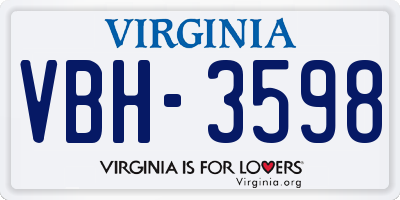 VA license plate VBH3598