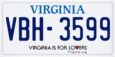 VA license plate VBH3599