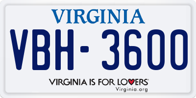 VA license plate VBH3600