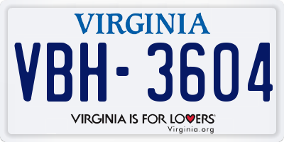 VA license plate VBH3604