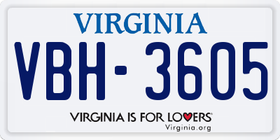 VA license plate VBH3605