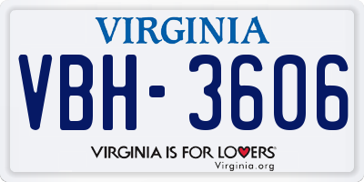 VA license plate VBH3606