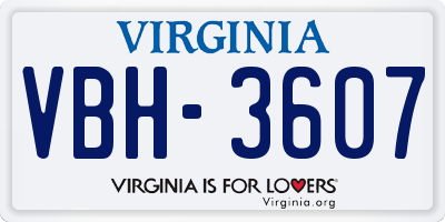 VA license plate VBH3607