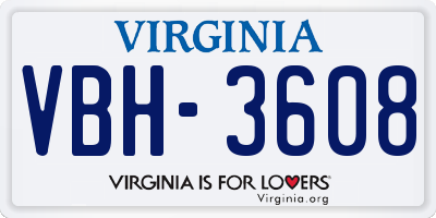 VA license plate VBH3608