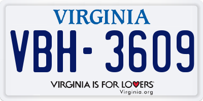 VA license plate VBH3609