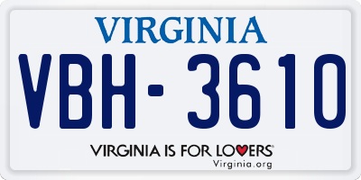 VA license plate VBH3610