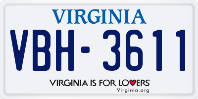 VA license plate VBH3611