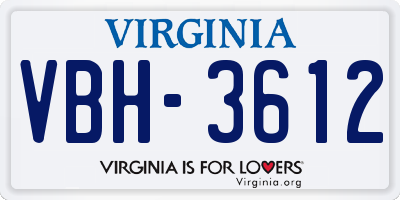 VA license plate VBH3612