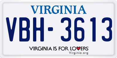 VA license plate VBH3613