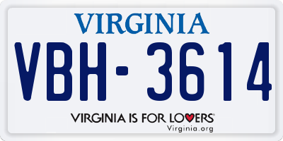 VA license plate VBH3614