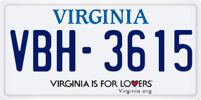 VA license plate VBH3615