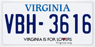 VA license plate VBH3616