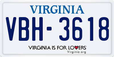 VA license plate VBH3618