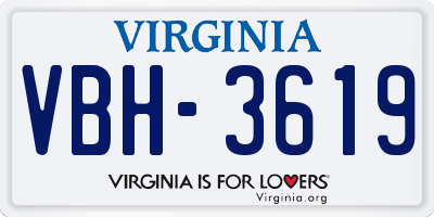 VA license plate VBH3619