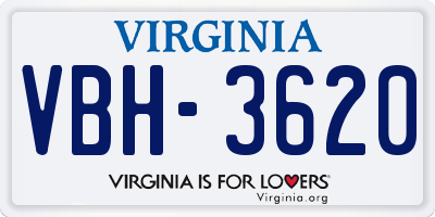 VA license plate VBH3620