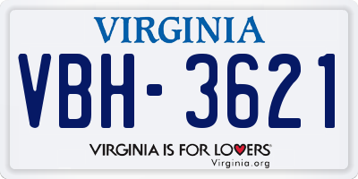 VA license plate VBH3621