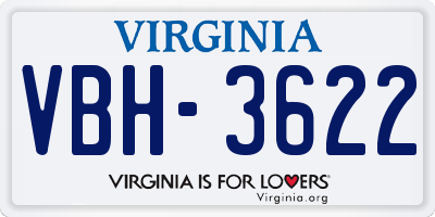VA license plate VBH3622