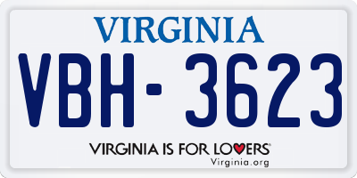 VA license plate VBH3623