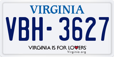 VA license plate VBH3627