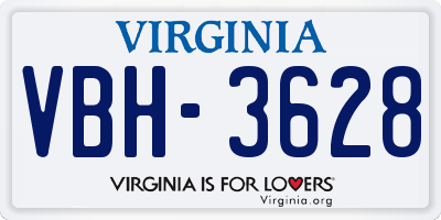 VA license plate VBH3628