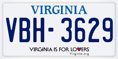 VA license plate VBH3629