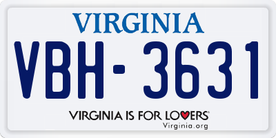 VA license plate VBH3631
